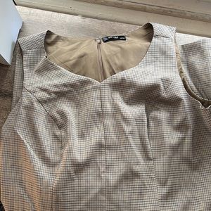 eShakti Tan Houndstooth Dress